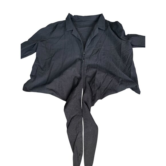 Womens Black Wrap Front Shirt - Medium - Picture 6 of 9